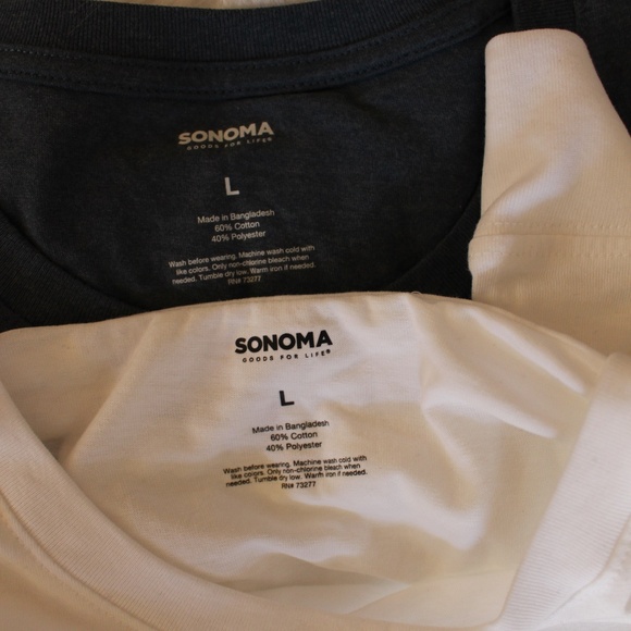 2 Sonoma, Large long sleeve Supersoft crewneck tee shirts blue and white - Picture 3 of 7